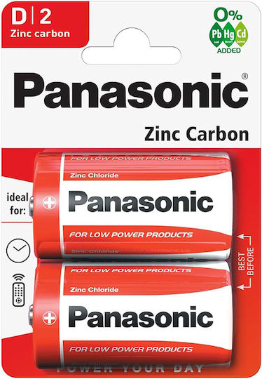 Panasonic Zinc Carbon D Μπαταρίες Zinc D 1.5V 2τμχ