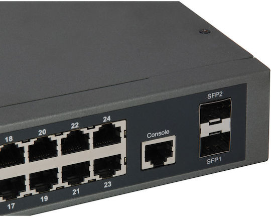 Level One GEP-2652 Unmanaged L2 PoE+ Switch με 26 Θύρες Gigabit (1Gbps) Ethernet και 2 SFP Θύρες