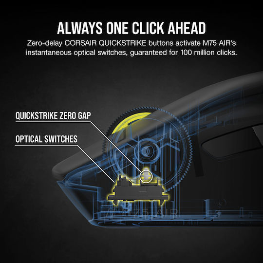 Corsair M75 Air Ασύρματο Gaming Ποντίκι 26000 DPI Μαύρο