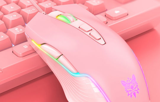 Onikuma CW905 RGB Gaming Ποντίκι 6400 DPI Ροζ