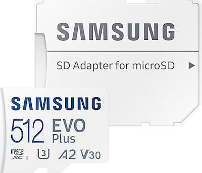 Samsung Evo Plus microSDXC 512GB Klasse 10 U3 V30 UHS-I mit Adapter