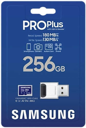 Samsung Pro Plus (2023) microSDXC 256GB U3 V30 A2 UHS-I 180MB/s с USB четец