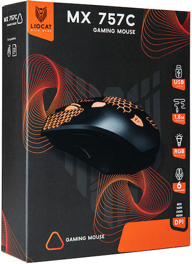 Liocat MX 757 C RGB Gaming Ποντίκι 4000 DPI Μαύρο