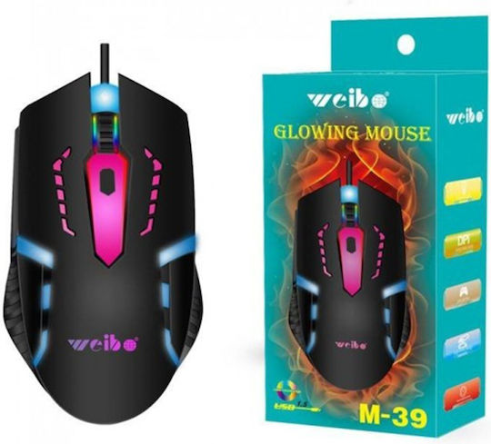 Weibo M39 RGB Gaming Ποντίκι 3200 DPI Μαύρο