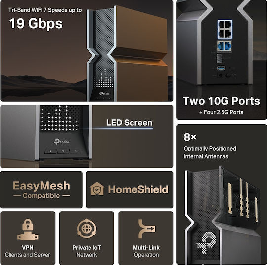 TP-LINK Archer BE800 v1 Ασύρματο Router με 6 Θύρες