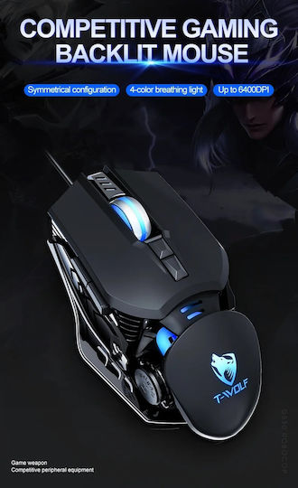 T-Wolf G530 Gaming Ποντίκι 6400 DPI Μαύρο