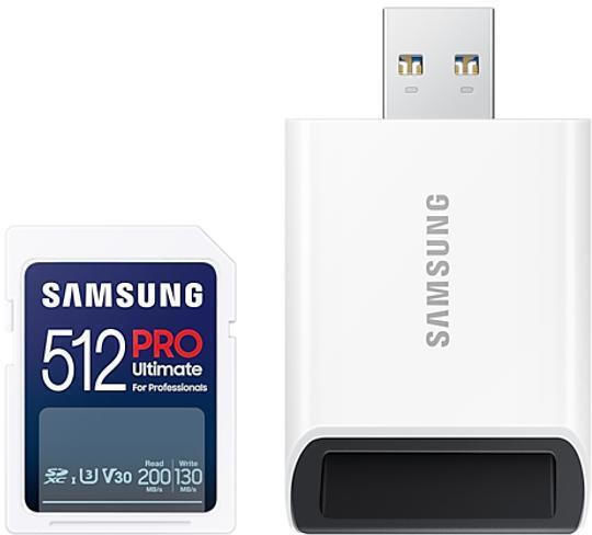 Samsung Pro Ultimate SDXC 512GB U3 V30 UHS-I 200MB/s με USB Reader