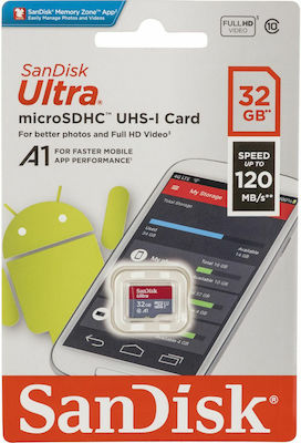 Sandisk Ultra microSDHC 32GB Class 10 U1 A1 UHS-I 120MB/s