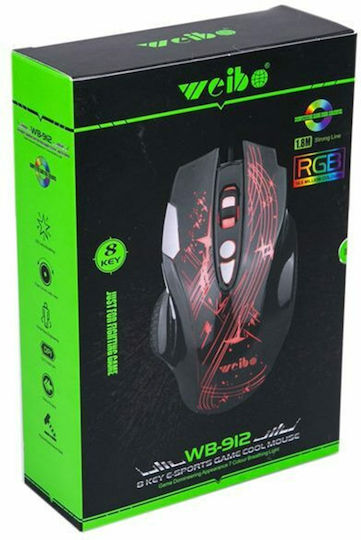 Weibo WB912 RGB Gaming Ποντίκι Μαύρο