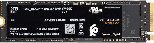 Western Digital Black SN850X Без Охладител SSD 2TB Тип M.2 С PCI Express 4.0 Съвместим С PS5 WDS200T2X0E