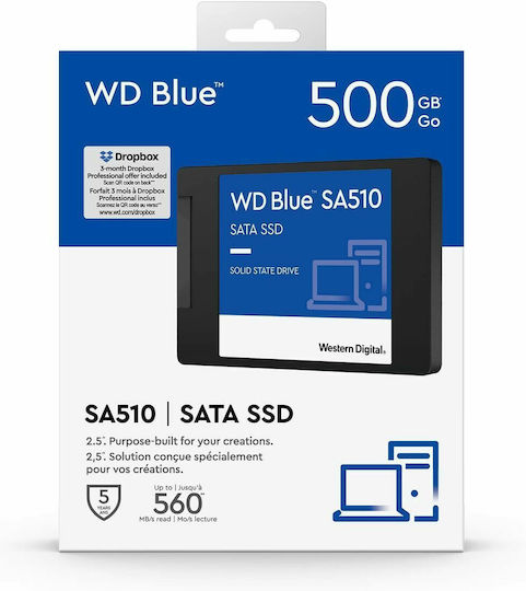 Western Digital SA510 SSD 500GB 2.5'' Type with SATA III Connection WDS500G3B0A