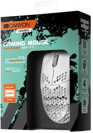 Canyon Puncher GM-11 RGB Геймърска Мишка 4200 DPI Бял