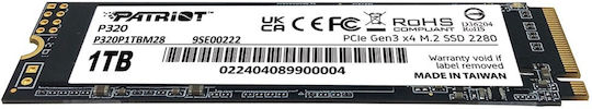 Patriot Viper P320 SSD 512GB M.2 Type with PCI Express 3.0 Connection P320P512GM28
