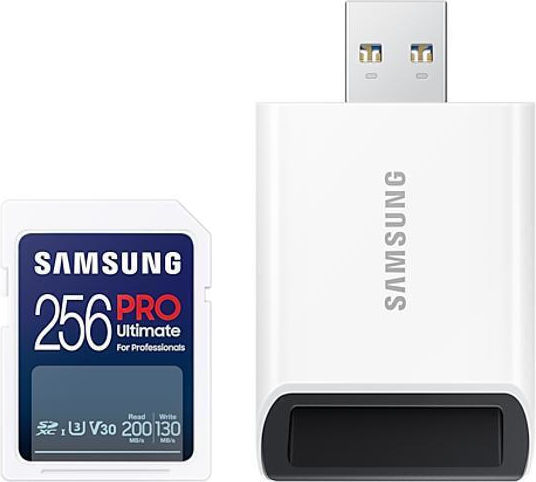 Samsung Pro Ultimate SDXC 256GB U3 UHS-I 130MB/s με USB Reader