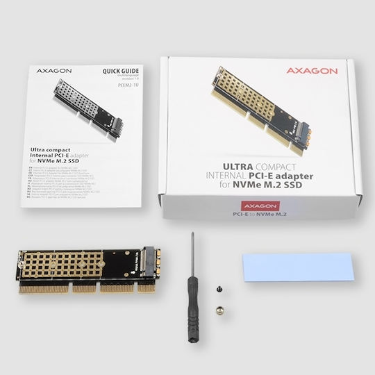 PCEM2-1U PCI-e 3.0 16x M.2 SSD NVMe до 80mm SSD нисък профил 1U черен (AXA.PAR.0043)