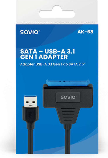Savio Usb-a 3.1 Gen 1 (m) - Sata (f) USB to SATA Μαύρο