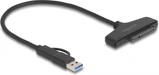 DeLock 61042 USB/USB-C към SATA за 2,5" HDD/SSD 6Gbps Черен