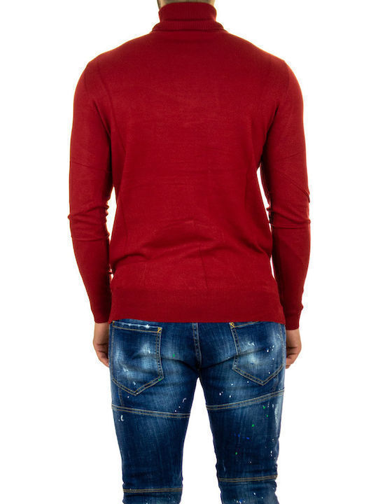 Block Herren Langarm-Pullover Rollkragen Rot