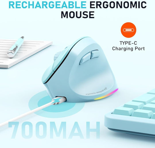 Meetion MT-BTM010R Wireless Ergonomic Mouse Blue