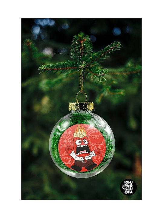 Inside Out Anger Ornament Christmas Tree Ball Transparent Green Filling 8cm