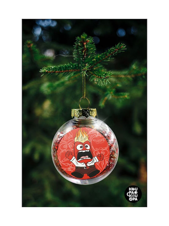 Glob de Crăciun Inside Out Anger Transparent cu Umplutură Roșie 8cm