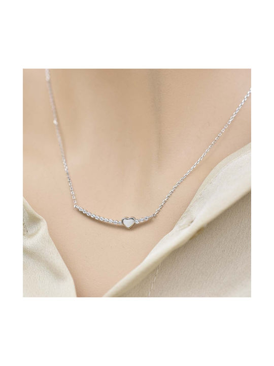 Goldjewels Necklace with design Heart from Gold Plated Silver with Zircon