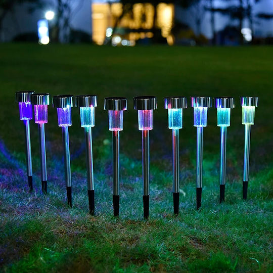 GloboStar Set of 10 Stake Solar Lights Lanterns 1W 90lm RGB with Motion Sensor and Photocell IP65