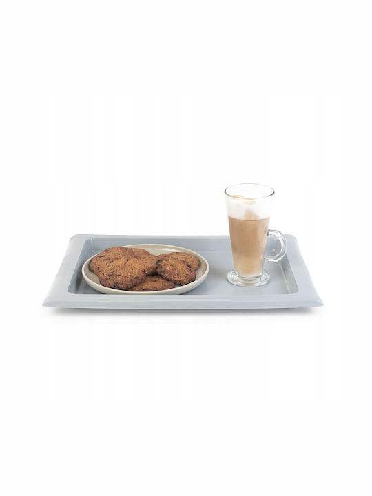 Kadax Plastic Rectangular Serving Tray with Handles in Gray Color 40x28cm 32994 1pcs