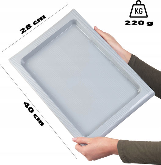 Kadax Пластмасов Поднос за сервиране с Дръжки в Сив Цвят 40x28см 32994 1бр
