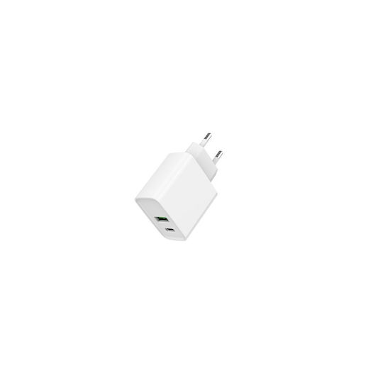 Gembird Зарядно без кабел с USB-A порт и USB-C порт 20W Power Delivery / Quick Charge 3.0 Бял (TA-UC-PDQC20-01-W)