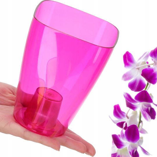 Kadax Orchid Pot Cover Plastic Flower Planter 9cm Pink