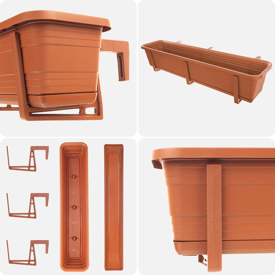 Kadax Balcony Box Planter 80cm Handles Base Balcony Railing