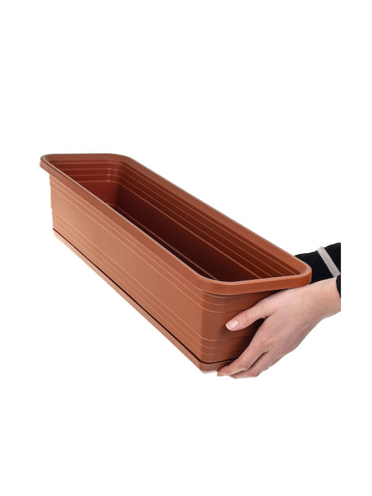 Kadax Balcony Planter Box Flower Pot 60cm + Terracotta Saucer