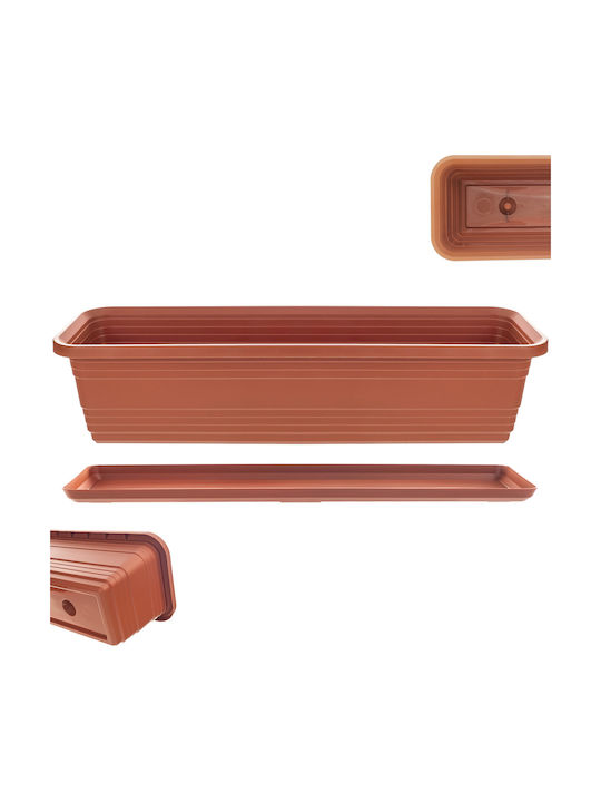Kadax Balcony Planter Box Flower Pot 60cm + Terracotta Saucer