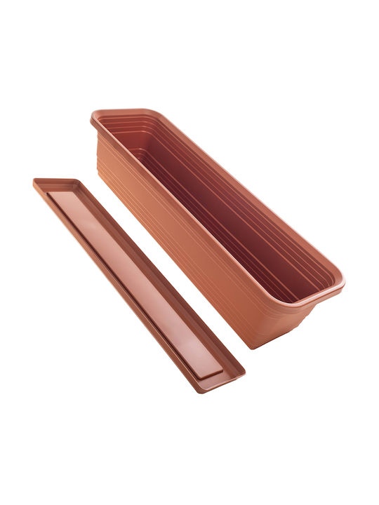 Kadax Balcony Planter Box Flower Pot 60cm + Terracotta Saucer