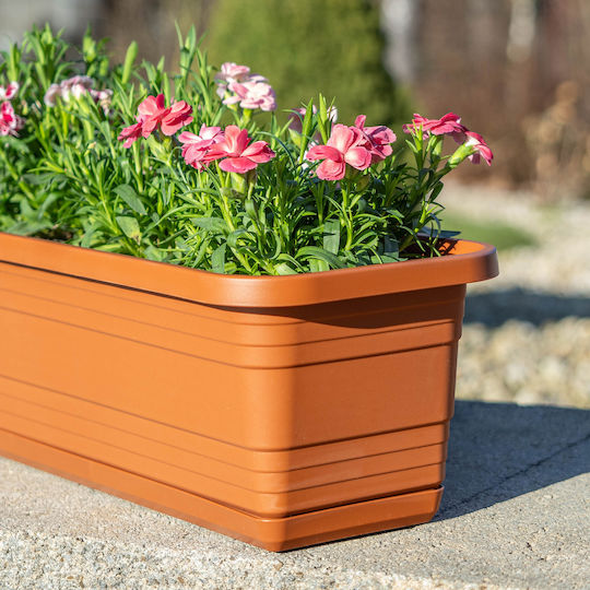 Kadax Jardiniere pentru Balcon Ghiveci de Flori 60cm + Farfurie Teracotă
