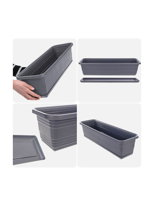 Kadax Balkon Pflanzkasten Blumenkasten 60cm + Untersetzer Anthrazit