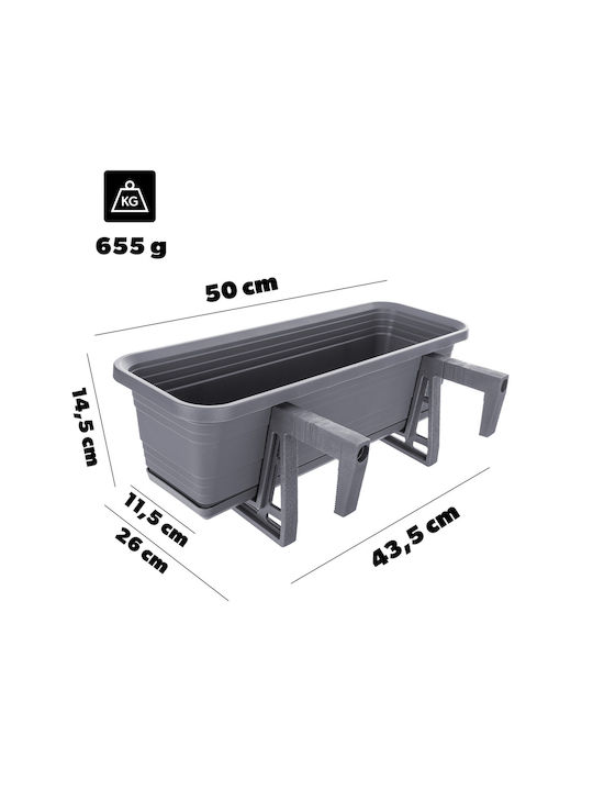 Kadax Balkon Blumenkasten 50cm mit Griffen und Basis für Balkon Geländer