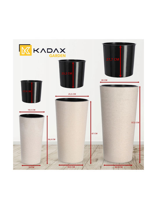 Kadax Set 3 Blumentöpfe Pflanzkübel Hoch Garten Beige 57cm