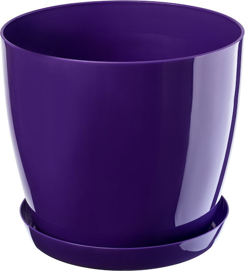 Kadax Pot with Saucer Plastic Cover Pot 28cm Purple Flowers