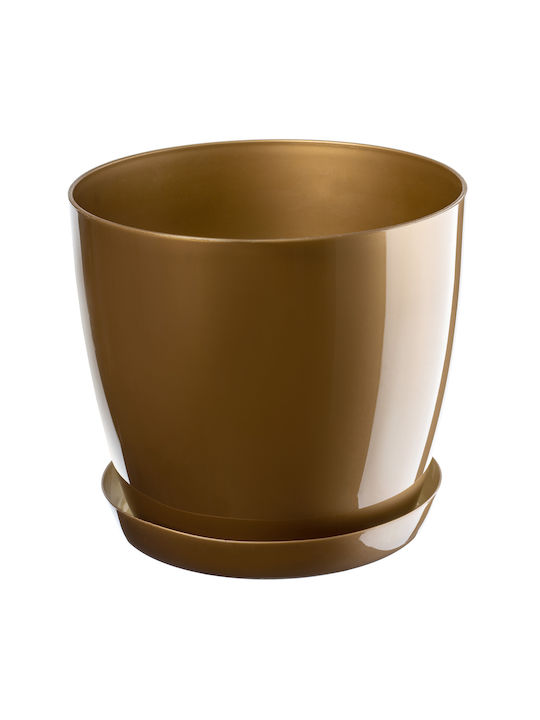 Kadax Plastic Pot Saucer 12cm Gold Flower Planter