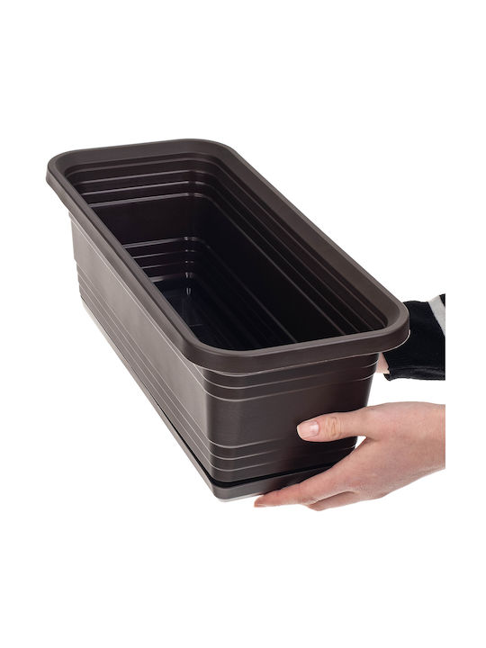 Kadax Balcony Flower Pot Box 40cm + Saucer Mocha Kadax Balcony Flower Pot Box 40cm + Saucer Mocha