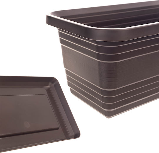 Kadax Balcony Flower Pot Box 40cm with Saucer Mocha