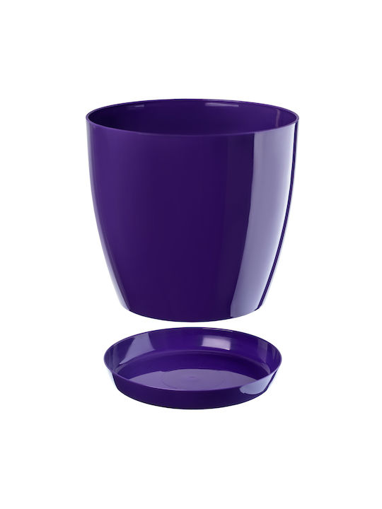 Kadax Plastic Flower Pot with Saucer 20cm Purple
