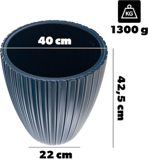Kadax Blumentopf 40cm Kunststoff Blaue Pflanzeneinsatz