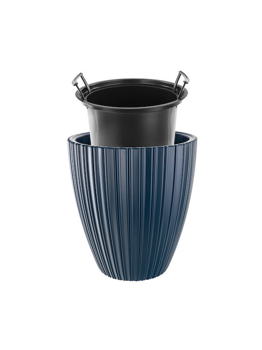 Kadax Blumentopf 30cm Kunststoff Blau Pflanzeneinsatz