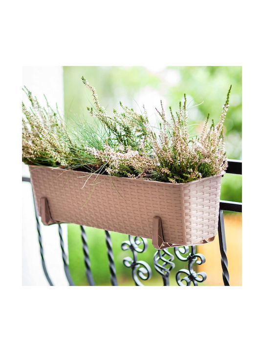 Kadax Balcony Box Planter 60cm Handles Base Caramel 4pcs Kadax Balcony Box Planter 60cm Handles Base Caramel 4pcs