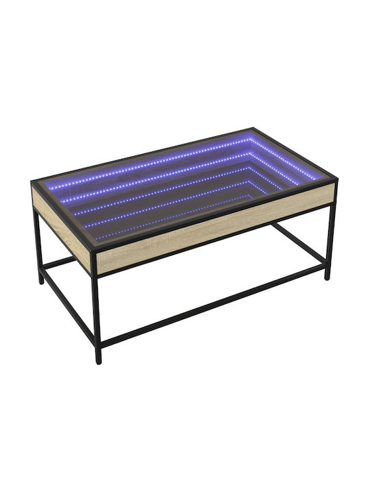 Rectangular Central Glass Coffee Table Brown M90xW50xH41cm