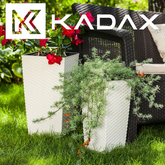 Kadax Set 3 Pflanzgefäße Rattan Einsatz Weiß 68cm