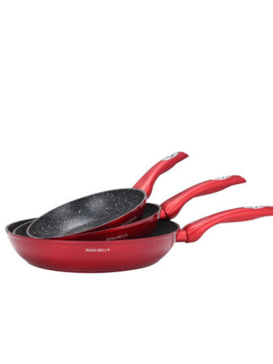 Pans Set of Aluminum with Non-stick Coating Red 3pcs